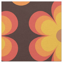 Groovy retro bloempatroon oranje en geel