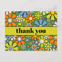 Groovy Retro Bloemrijke Kleurrijke 60s 70s Dank Je Briefkaart