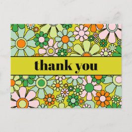 Groovy Retro Bloemrijke Kleurrijke 60s 70s Dank Je Briefkaart