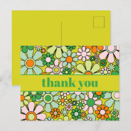 Groovy Retro Bloemrijke Kleurrijke 60s 70s Dank Je Briefkaart