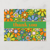 Groovy Retro Bloemrijke Kleurrijke 60s 70s Dank Je Briefkaart (Voorkant)