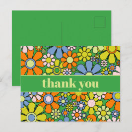 Groovy Retro Bloemrijke Kleurrijke 60s 70s Dank Je Briefkaart
