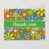 Groovy Retro Bloemrijke Kleurrijke 60s 70s Dank Je Briefkaart (Voorkant)