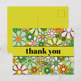 Groovy Retro Bloemrijke Kleurrijke Jaren 60 70 Bed Briefkaart