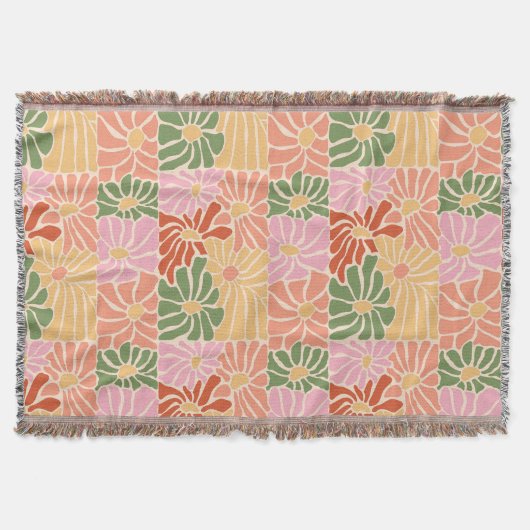 Groovy Retro Bloemstuk  Deken (Voorkant)