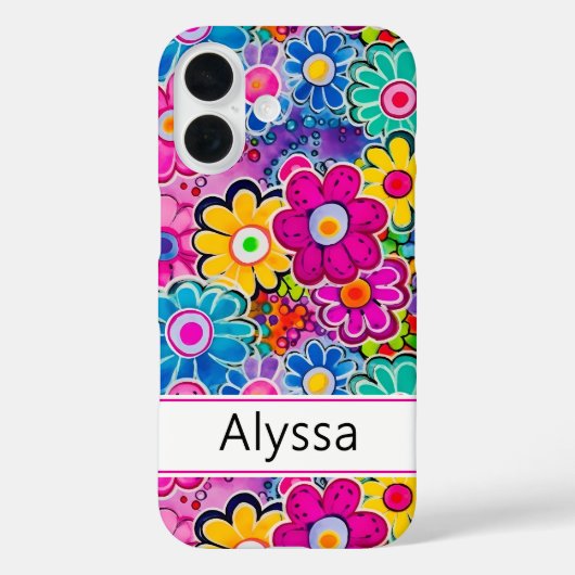 Groovy Retro Bloemstuk Persoonlijk Case-Mate iPhone Case (Achterkant)