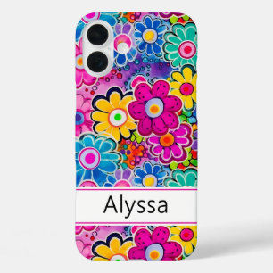 Groovy Retro Bloemstuk Persoonlijk iPhone 16 Plus Hoesje