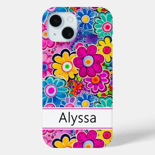 Groovy Retro Bloemstuk Persoonlijk Case-Mate iPhone Case (Achterkant)