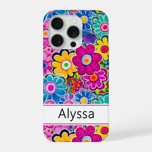 Groovy Retro Bloemstuk Persoonlijk iPhone Hoesje (Achterkant)