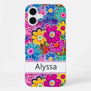 Groovy Retro Bloemstuk Persoonlijk iPhone 16 Plus Hoesje