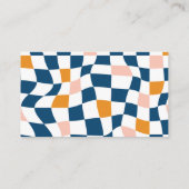 Groovy Retro Blue Abstract Checkerboard Trendy Visitekaartje (Achterkant)