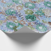 Groovy Retro Blue Protea en Daisy Pattern Cadeaupapier (Hoek)