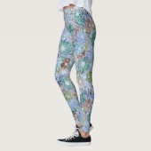Groovy Retro Blue Protea en Daisy Pattern Leggings (Links)