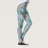 Groovy Retro Blue Protea en Daisy Pattern Leggings (Rechts)