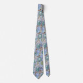 Groovy Retro Blue Protea en Daisy Pattern Stropdas (Voorkant)