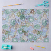 Groovy Retro Blue Protea en Daisy Pattern Wrappin Tissuepapier (Craft)