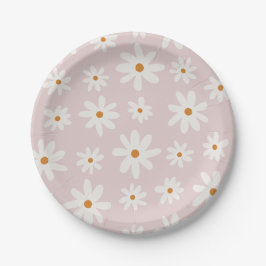 Groovy Retro Blush Roze Daisy Papieren Bordje
