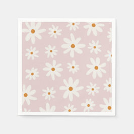 Groovy Retro Blush Roze Daisy Servet