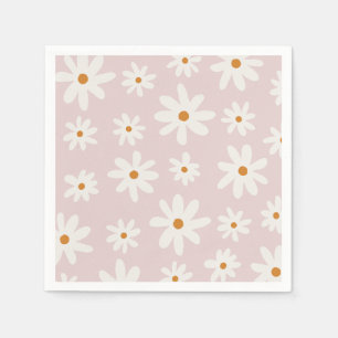 Groovy Retro Blush Roze Daisy Servet