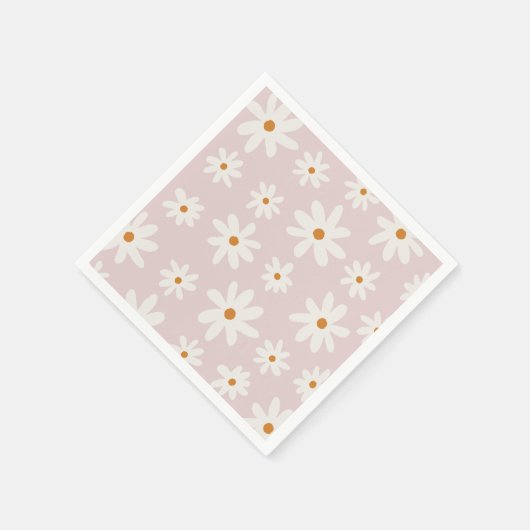 Groovy Retro Blush Roze Daisy Servet (Hoek)