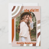 Groovy Retro Boho Arch Foto Afstuderen Aankondiging (Voorkant)