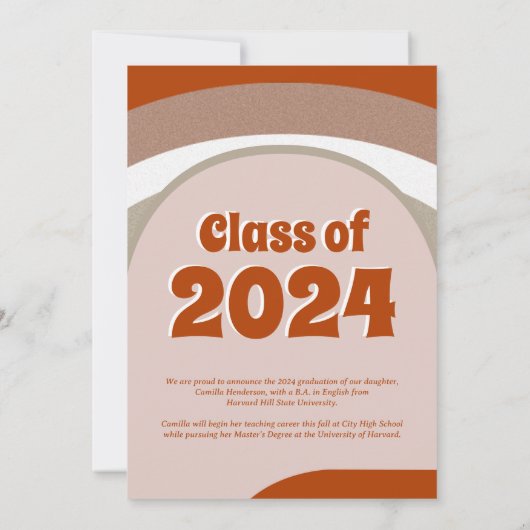 Groovy Retro Boho Arch Foto Afstuderen Aankondiging (Achterkant)