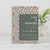 Groovy Retro Boho Checkerboard 40e verjaardagsfees Kaart (Staand voorkant)