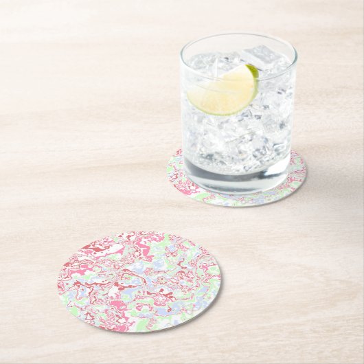 Groovy Retro Boho Eclectische Funky Kleurrijk Marm Ronde Kartonnen Onderzetter (Insitu)