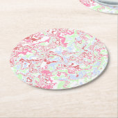 Groovy Retro Boho Eclectische Funky Kleurrijk Marm Ronde Kartonnen Onderzetter (Gebogen)