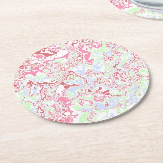 Groovy Retro Boho Eclectische Funky Kleurrijk Marm Ronde Kartonnen Onderzetter (Gebogen)