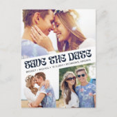 Groovy Retro Boho Foto Bruiloft Save the Date Aankondigingskaart (Voorkant)