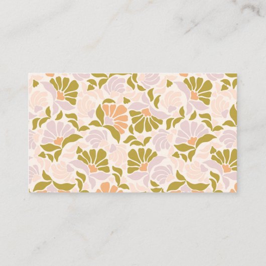 Groovy Retro Boho Green Pastel Botanical Trendy Visitekaartje (Achterkant)