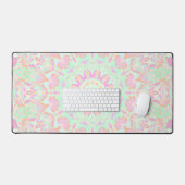 Groovy Retro Boho Hippie Vintage Pastel Mandala Bureaumat (Keyboard & Muis)