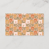Groovy Retro Boho Peach Green Botanical Trendy Visitekaartje (Achterkant)