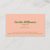 Groovy Retro Boho Peach Green Botanical Trendy Visitekaartje (Voorkant)
