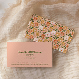 Groovy Retro Boho Peach Green Botanical Trendy Visitekaartje