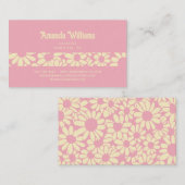 Groovy Retro Boho Roos Botanische Trendy Visitekaartje (Voorkant / Achterkant)