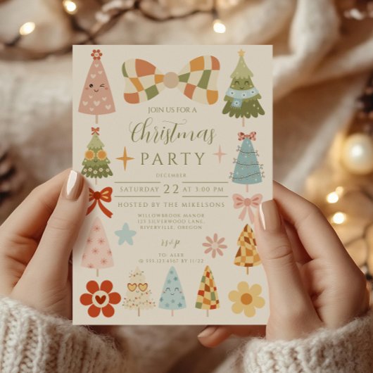 Groovy Retro Boog Kerstmis Kaart