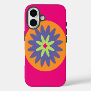 Groovy Retro Botanische Patroon Kunstwerk iPhone 16 Hoesje