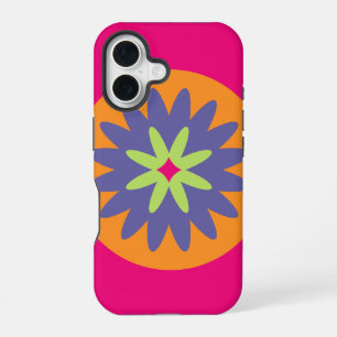 Groovy Retro Botanische Patroon Kunstwerk iPhone 16 Hoesje