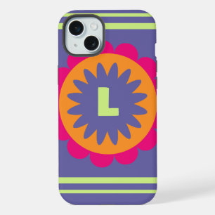 Groovy Retro Botanische Patroon Kunstwerk iPhone 15 Plus Case