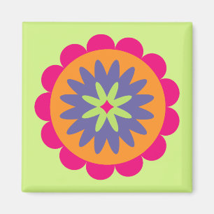 Groovy Retro Botanische Patroon Kunstwerk Magneet