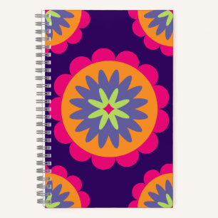Groovy Retro Botanische Patroon Kunstwerk Notitieboek