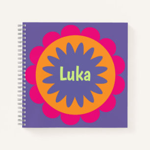 Groovy Retro Botanische Patroon Kunstwerk Notitieboek
