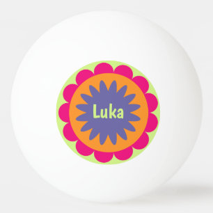 Groovy Retro Botanische Patroon Kunstwerk Pingpongbal