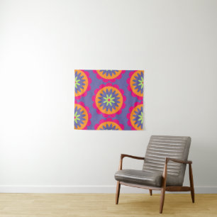 Groovy Retro Botanische Patroon Kunstwerk Wandkleed