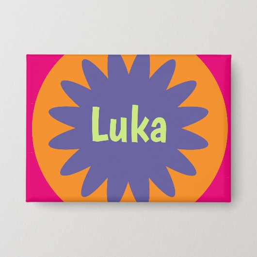 Groovy Retro Botanische Patroonkunst Button (Voorkant)