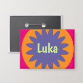 Groovy Retro Botanische Patroonkunst Button (Voorkant / Achterkant)