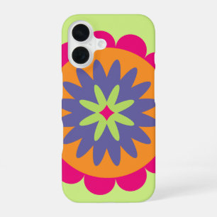 Groovy Retro Botanische Patroonkunst iPhone 16 Hoesje