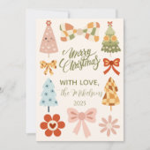 Groovy Retro Bow Christmas Feestdagenkaart (Voorkant)